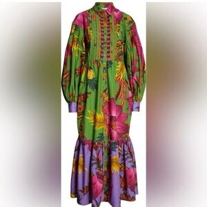 Farm Rio Balloon Sleeve Flower Multi Maxi